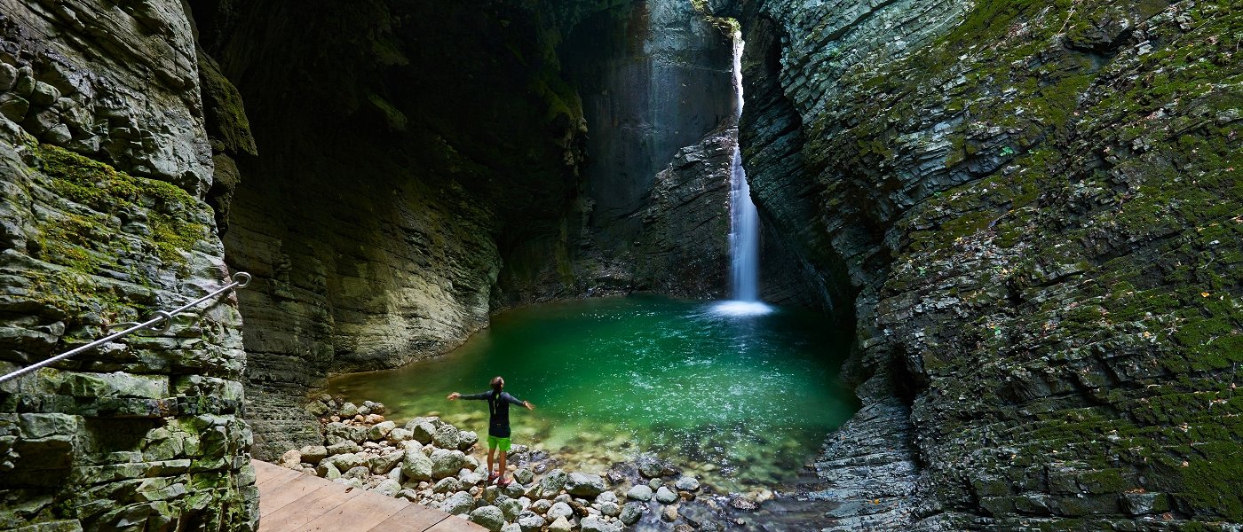 Waterfall Kozjak So a Valley Slovenia Waterfall Kozjak So a Valley Slovenia